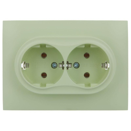 Розетка 2-м SKANDY 16А с заземл. без защ. шторок в сборе SK-R08G мятный IEK SK-R21-16-K06-F