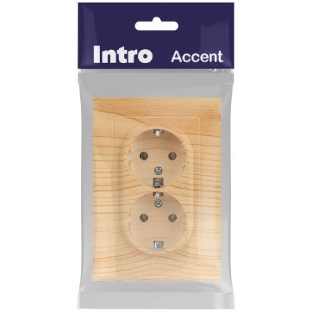 Розетка 2-м СП Accent 6-205-11 16А IP20 250В 2P+E Schuko AL/CU сосна Intro Б0063504 Розетка 2-м СП Accent 6-205-11 16А IP20 250В 2P+E Schuko AL/CU сосна Intro Б0063504
