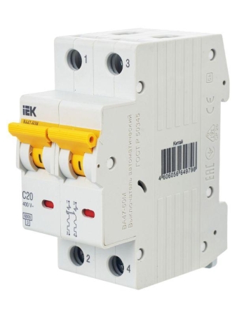 Выключатель автоматический модульный 2п C 20А 6кА ВА47-60M KARAT IEK MVA31-2-020-C Выключатель автоматический модульный 2п C 20А 6кА ВА47-60M KARAT IEK MVA31-2-020-C