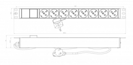 Блок розеток SHE19-8SH-S-2.5EU горизонт. 8 розеток Schuko выкл. 16А шнур 2.5м Hyperline 397034 Блок розеток SHE19-8SH-S-2.5EU горизонт. 8 розеток Schuko выкл. 16А шнур 2.5м Hyperline 397034