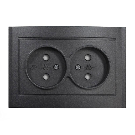 Розетка 2-м СП Бриллиант 16А IP20 без заземл. защ. шторки в сборе графит Universal 7947526-Gr