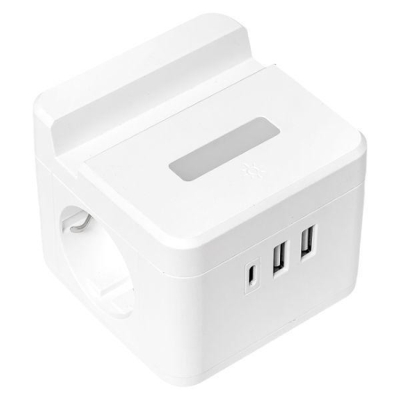 Удлинитель "Куб" 2х1.3м USB + 2Type C с быстрой зарядкой подставкой под телефон и ночником 1кв.мм EKF UBA-CUB-2-FC Удлинитель "Куб" 2х1.3м USB + 2Type C с быстрой зарядкой подставкой под телефон и ночником 1кв.мм EKF UBA-CUB-2-FC