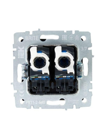 Розетка компьютерная двойн. СП RJ45 кат.6 BRITE РК11-2-БрШ механизм шампань IEK BR-K20-2-K37 Розетка компьютерная двойн. СП RJ45 кат.6 BRITE РК11-2-БрШ механизм шампань IEK BR-K20-2-K37