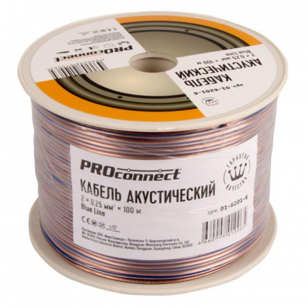 Кабель Stereo 2х0.25 BLUE LINE 100м (м) PROCONNECT 01-6201-6 Кабель Stereo 2х0.25 BLUE LINE 100м (м) PROCONNECT 01-6201-6