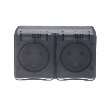 Розетка 2-м ОП AtlasDesign PROFI 16А IP54 заземл. защ. шторки антрацит SE ATN544026 Розетка 2-м ОП AtlasDesign PROFI 16А IP54 заземл. защ. шторки антрацит SE ATN544026