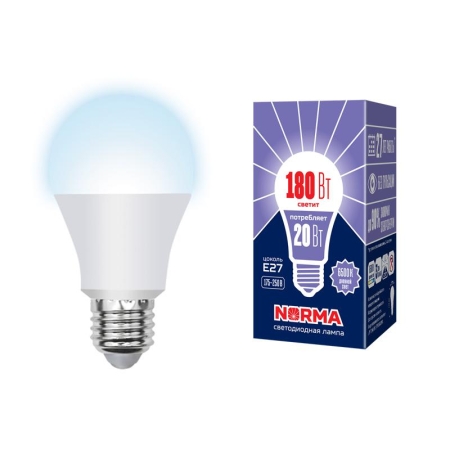 Лампа светодиодная LED-A65-20W/DW/E27/FR/NR Norma 20Вт матовая E27 (упак. картон) Volpe UL-00004028 Лампа светодиодная LED-A65-20W/DW/E27/FR/NR Norma 20Вт матовая E27 (упак. картон) Volpe UL-00004028