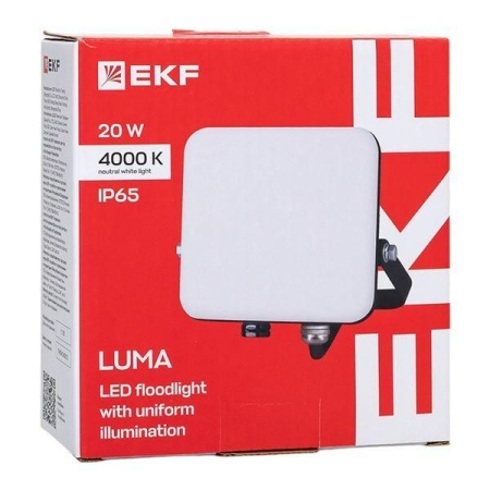 Прожектор светодиодный СДО-4002 20Вт 4000К IP65 с равномерной засветкой LUMA EKF FLL-4002-20-4000 Прожектор светодиодный СДО-4002 20Вт 4000К IP65 с равномерной засветкой LUMA EKF FLL-4002-20-4000