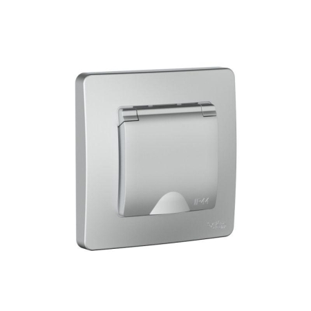 Розетка 1-м СП Blanca 16А IP44 250В с заземл. защ. шторки с крышкой алюм. SE BLNRS441113 Розетка 1-м СП Blanca 16А IP44 250В с заземл. защ. шторки с крышкой алюм. SE BLNRS441113