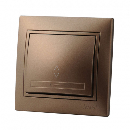 Переключатель проходной 1-кл. СП Mira 10А со вставкой свет. корич. перламутр. LEZARD 701-3131-105