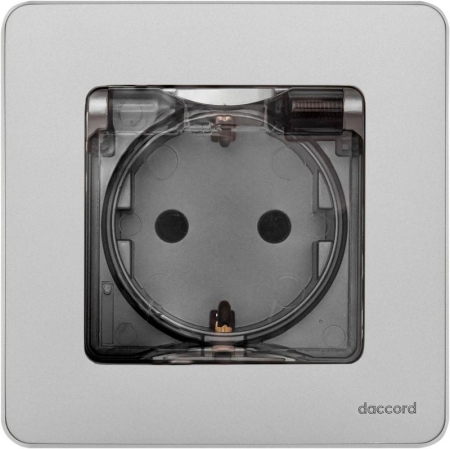 Розетка 1-м СП Inspiria 16А IP44 250В 2P+E защ. шторки с крышкой немецк. стандарт механизм алюм. IEK 673742