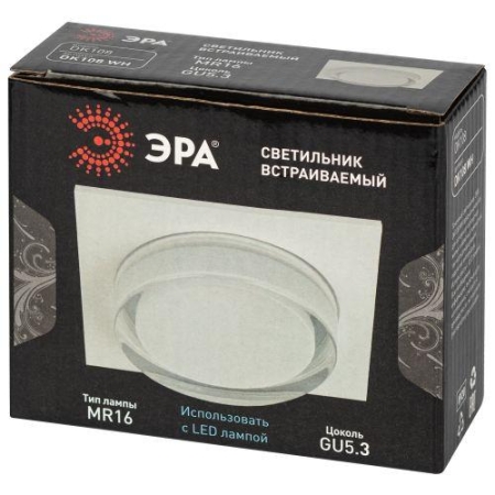 Светильник декоративный DK108 WH MR16 GU5.3 встраив. бел. ЭРА Б0058398 Светильник декоративный DK108 WH MR16 GU5.3 встраив. бел. ЭРА Б0058398