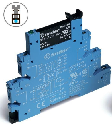 Реле модульное интерфейсное 2А 240В AC 24В DC IP20 винт. клеммы FINDER 388170248240 Реле модульное интерфейсное 2А 240В AC 24В DC IP20 винт. клеммы FINDER 388170248240