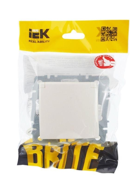 Розетка BRITE РСбш10-3-БрЖ 16А IP20 с заземл. защ. шторки с крышкой механизм жемчуж. IEK BR-R16-16-K36
