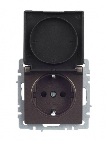 Розетка BRITE РСбш10-3-БрТБ 16А IP20 с заземл. защ. шторки с крышкой механизм бронза IEK BR-R16-16-K45 Розетка BRITE РСбш10-3-БрТБ 16А IP20 с заземл. защ. шторки с крышкой механизм бронза IEK BR-R16-16-K45