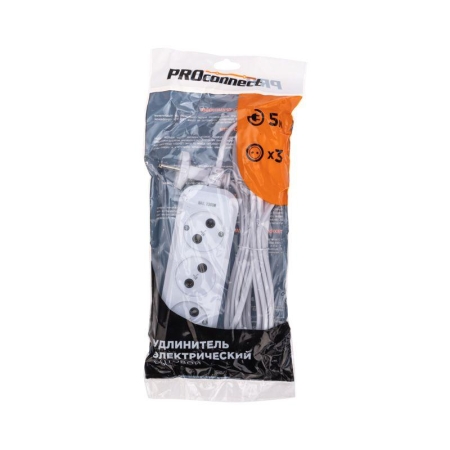 Удлинитель 3х5м без заземл. 2х0.75 бел. PROCONNECT 13-4207 Удлинитель 3х5м без заземл. 2х0.75 бел. PROCONNECT 13-4207