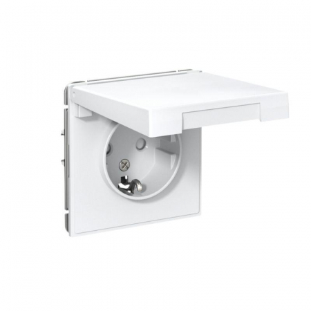 Розетка ArtGallery 16А IP20 с заземл. защ. шторки с крышкой механизм бел. SE GAL000146