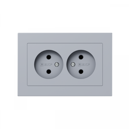 Розетка 2-м СП Эпика 16А без заземл. без защ. шторок с рамкой механизм алюм. EKF UP1-SOA-200 Розетка 2-м СП Эпика 16А без заземл. без защ. шторок с рамкой механизм алюм. EKF UP1-SOA-200