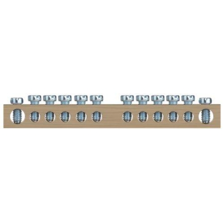 Шина NO-122-32 PEN земля-ноль 8х12мм 12/1 латунная крепеж по центру Эра Б0047247