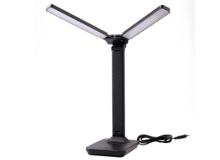 Светильник светодиодный настольный UF-819 C02 12Вт 6000К 3ур. яркости 2 плафона кожа черн. Ultraflash 15164