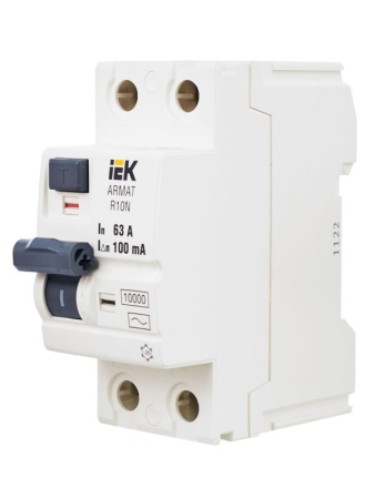 Выключатель дифференциального тока (УЗО) 2п 63А 100мА тип AC ВДТ R10N ARMAT IEK AR-R10N-2-063C100