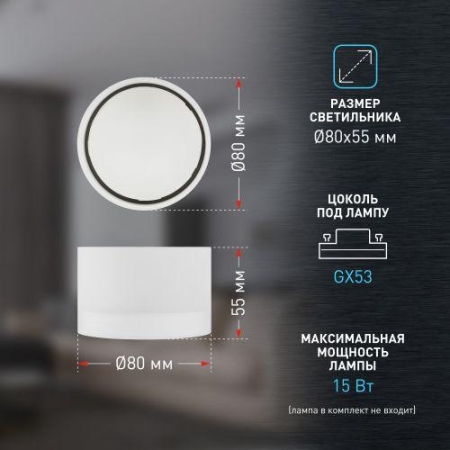 Светильник OL30 WH GX53 настенно-потолочный спот бел. Эра Б0056359 Светильник OL30 WH GX53 настенно-потолочный спот бел. Эра Б0056359