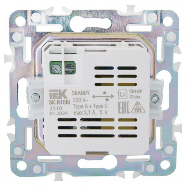 Розетка USB A+A 3.1А SKANDY SK-R15Bl черн. IEK SK-U21-D31-K02