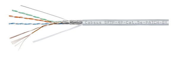 Кабель витая пара SF/UTP кат.5E 4х2х24AWG patch PVC нг(А)-LS SFTP-4P-Cat.5e-PATCH-GY сер. (уп.305м) Cabeus 7260c Кабель витая пара SF/UTP кат.5E 4х2х24AWG patch PVC нг(А)-LS SFTP-4P-Cat.5e-PATCH-GY сер. (уп.305м) Cabeus 7260c