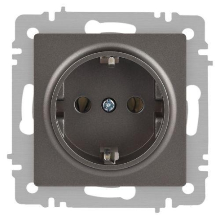 Розетка 1-м СП Accent 6-202-09 16А IP20 250В 2P+E Schuko титан Intro Б0063701 Розетка 1-м СП Accent 6-202-09 16А IP20 250В 2P+E Schuko титан Intro Б0063701