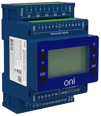 Модуль ЦПУ ПЛК 150 18 UI 6 UIO 2 UO 7 DO 24В DC с экраном ONI PLC-150-CPU-18U15U-1D