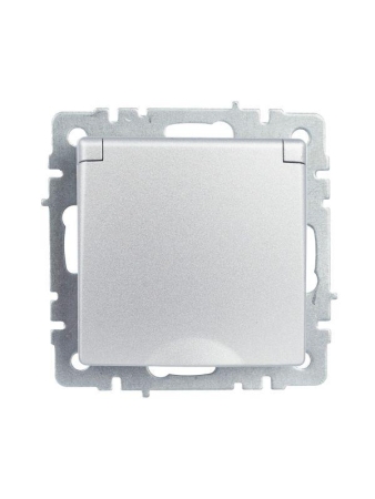 Розетка BRITE РСбш10-3-БрА 16А IP20 с заземл. защ. шторки с крышкой механизм алюм. IEK BR-R16-16-K47