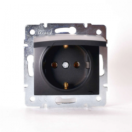 Розетка 1-м СП Karina с заземл. с крышкой термопласт механизм черн. бархат LEZARD 707-4288-123B Розетка 1-м СП Karina с заземл. с крышкой термопласт механизм черн. бархат LEZARD 707-4288-123B