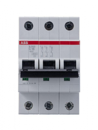 Выключатель автоматический модульный 3п C 16А 6кА S203 C16 ABB 2CDS253001R0164