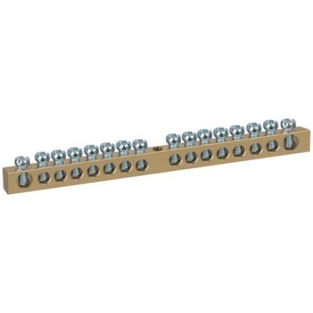 Шина NO-122-18 PEN земля-ноль 6х9мм 16/1 латунная с креплениями по центру Эра Б0047232