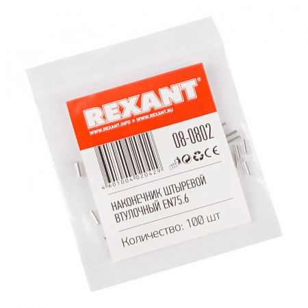 Наконечник штыревой втулочный (НШВ L-6мм) 0.75кв.мм (EN75.6) REXANT 08-0802 Наконечник штыревой втулочный (НШВ L-6мм) 0.75кв.мм (EN75.6) REXANT 08-0802