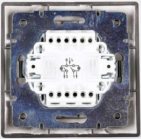 Выключатель 2-кл. 1п СП Mira 10А IP20 со вставкой черн. бархат LEZARD 701-4242-101