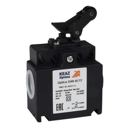 Выключатель концевой OptiLiS D4N-8172 рычаг роликовый вертикальное перемещение EN 50047 XCKT2127P16 КЭАЗ 365317