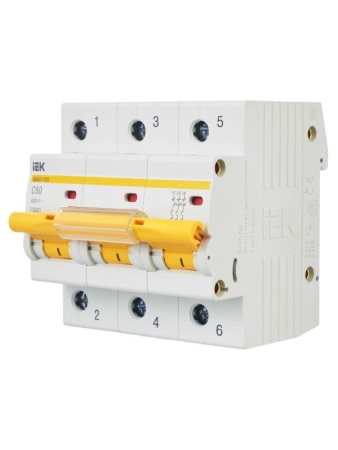 Выключатель автоматический модульный 3п C 50А 10кА ВА47-100 KARAT IEK MVA40-3-050-C Выключатель автоматический модульный 3п C 50А 10кА ВА47-100 KARAT IEK MVA40-3-050-C