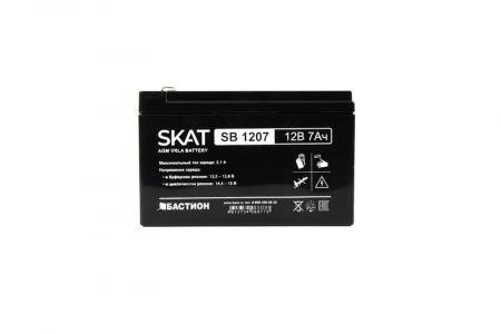 Аккумулятор 12В 7А.ч макс. ток заряда 2.1А SKAT SB 1207 Бастион 2533 Аккумулятор 12В 7А.ч макс. ток заряда 2.1А SKAT SB 1207 Бастион 2533