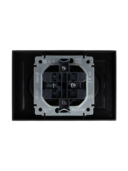 Розетка 2-м СП BRITE РСш12-2-БрГ 10А в сборе без заземл. защ. шторки графит IEK BR-R23-10-K53-F