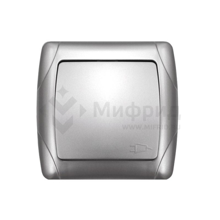 Розетка 1-м СП Маргарита 16А IP20 с заземл. с крышкой серебр. UNIVersal М0029-S