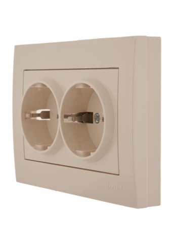 Розетка 2-м СП Rain с заземл. керамика крем. LEZARD 703-0303-127 Розетка 2-м СП Rain с заземл. керамика крем. LEZARD 703-0303-127