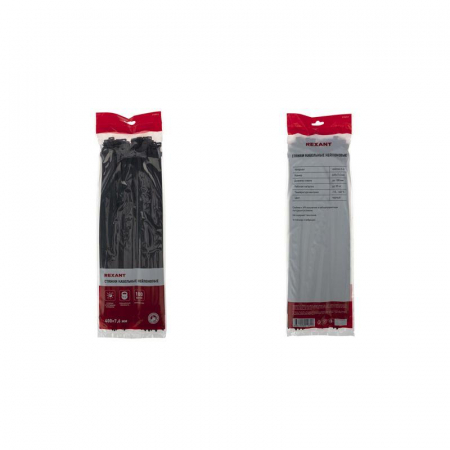 Хомут кабельный 7.6х400 нейл. черн. (уп.100шт) Rexant 07-0401-8 Хомут кабельный 7.6х400 нейл. черн. (уп.100шт) Rexant 07-0401-8