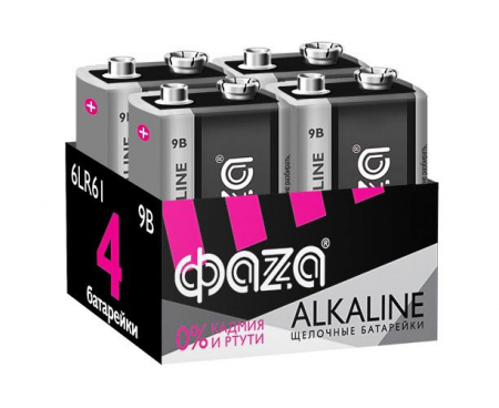Элемент питания алкалиновый "крона" 6LR61 9В Alkaline Pack-4 (уп.4шт) ФАZА 5030602 Элемент питания алкалиновый "крона" 6LR61 9В Alkaline Pack-4 (уп.4шт) ФАZА 5030602
