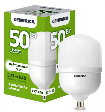 Лампа светодиодная HP 50Вт 4000К E27-E40 230В GENERICA LL-HP-50-230-40-E27-E40-G Лампа светодиодная HP 50Вт 4000К E27-E40 230В GENERICA LL-HP-50-230-40-E27-E40-G