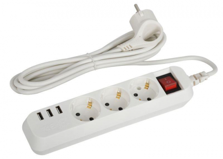 Удлинитель электрический U-3es-1.5m-USB с заземлением с выключателем 3 розетки+3xUSBA 1.5м 10А Эра Б0052900 Удлинитель электрический U-3es-1.5m-USB с заземлением с выключателем 3 розетки+3xUSBA 1.5м 10А Эра Б0052900