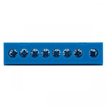 Шина нулевая N 6х9 8 отверстий синий изолированный корпус на DIN-рейку латунь PROxima EKF sn0-63-8-ib