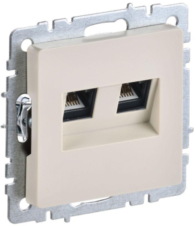 Розетка компьютерная двойн. СП RJ45 кат.5E BRITE РК10-2-БрКр механизм беж. IEK BR-K20-1-K10 Розетка компьютерная двойн. СП RJ45 кат.5E BRITE РК10-2-БрКр механизм беж. IEK BR-K20-1-K10