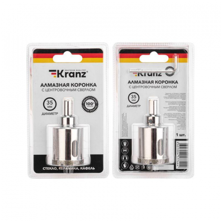 Коронка алмазная 35мм с центровочным сверлом Kranz KR-92-0011 Коронка алмазная 35мм с центровочным сверлом Kranz KR-92-0011