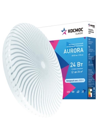Светильник светодиодный Classic AURORA 24Вт 230В 6500К 1560лм 322х55мм настенно-потолочный КОСМОС KCAuro24W_6500