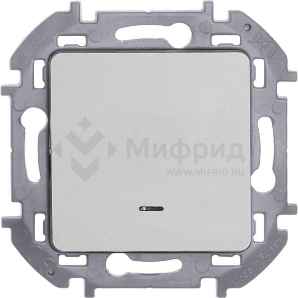Переключатель 1-кл. 1п 1мод. СП Inspiria 10А IP20 250В 10AX с подсветкой/индикацией механизм алюм. IEK 673662